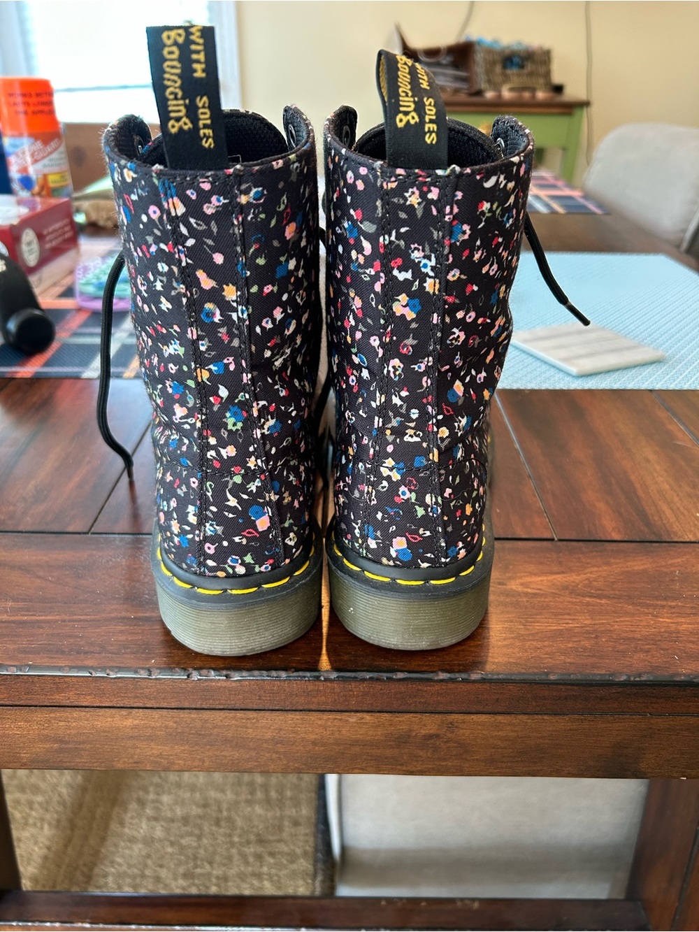 Dr. Martens Black Floral Lace-Up Boots - Picture 3 of 6